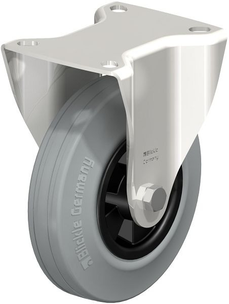 Blickle BX-VPP 125XR-SG Edelstahl-Bockrolle mit Anschraubplatte, Vollgummi, Grau, 280768