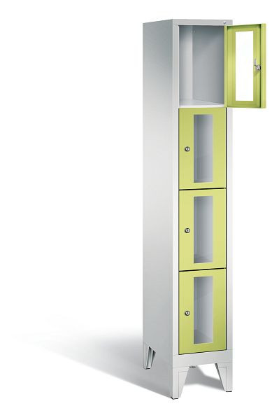 C+P Schließfachschrank Classic, H1850xB320xT500mm, Farbe: Lichtgrau / Viridingrün, 8010A104 S10007