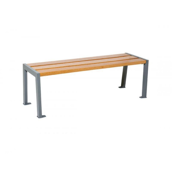 Stein HGS Sitzbank -Nature- ohne Rückenlehne, 2-Sitzer/1200 mm, Mahagoni, RAL 7044 grau, 21982-05