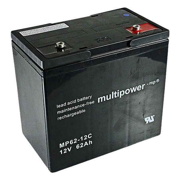 multipower 12V 62Ah AGM Batterie, häufige Lade- und Entladevorgänge, MP62-12C