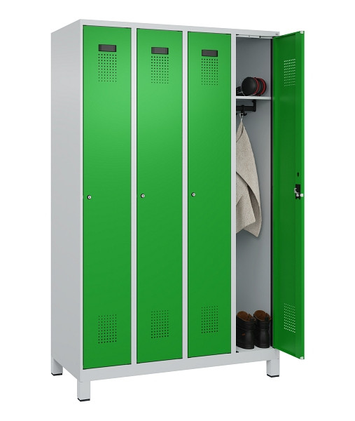 C+P Spind Evolo PLUS, mit Füßen, 4 Abteile, 1950x1200x500mm, 7035/6037, Verschluss Zylinderschloss, Ablageböden 4, 049010-40 S10038