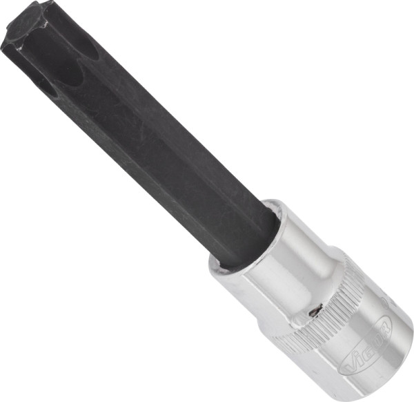 VIGOR TORX Schraubendreher-Einsatz, Vierkant hohl 12,5 mm (1/2 Zoll), Innen TORX Profil, T60, Länge: 100 mm, für Handbetätigung, VE: 5 Stück, V2171
