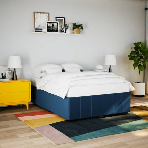 vidaXL Bettgestell ohne Matratze Blau 160x200 cm Stoff, 3284852