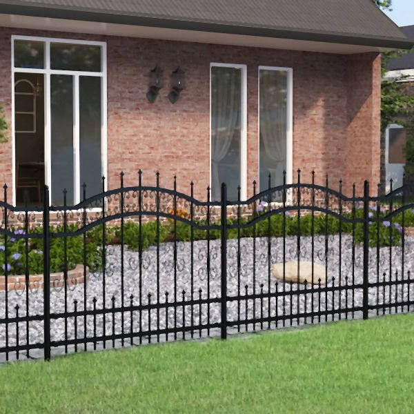 vidaXL Gartenzaun mit Speerspitzen Schwarz 140 cm Stahl, 151085