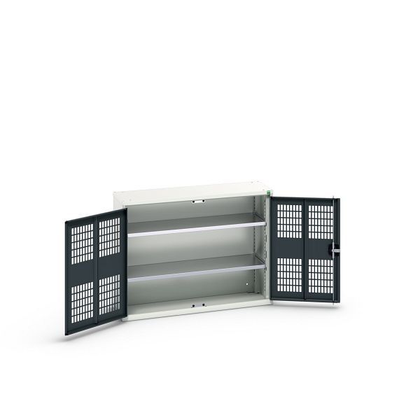 bott verso Flügeltürschrank mit Belüftung, mit 2 Fachböden, BxTxH: 1050 x 350 x 800 mm, Lichtgrau / Anthrazitgrau, 16926750.19