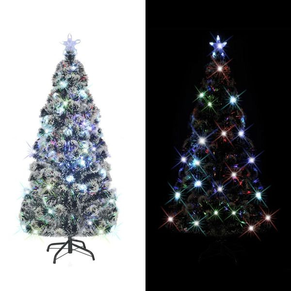 vidaXL Weihnachtsbaum mit Beleuchtung und Ständer 210 cm Glasfaser, 242428