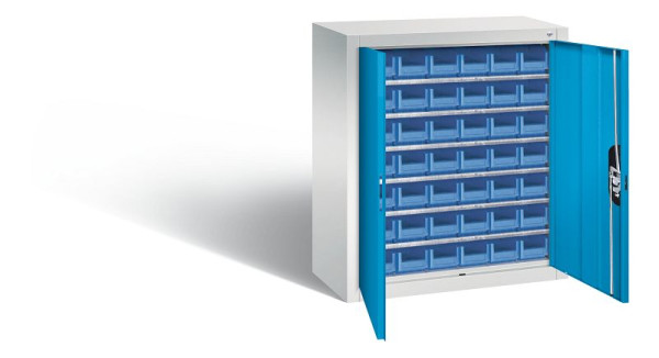 C+P Magazinschrank Serie 13, H830xB700xT300mm, Farbe: Lichtgrau / Lichtblau, Muldengriff, 134013-21 S10052