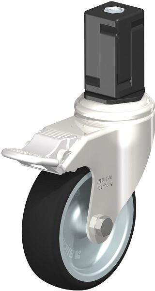 Blickle LKRXA-PATH 101G-11-FI-EXV17 Edelstahl-Apparate-Lenkrolle mit Expander & Feststeller, Thermoplastisches Polyurethan, Grau, 853434