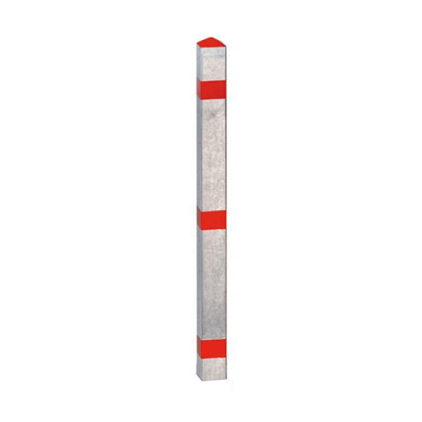 Stein HGS Absperrpfosten "Acero" 70x70mm, aus Stahl, zum Einbetonieren, verzinkt und beschichtet rot/weiss, 13526-rw