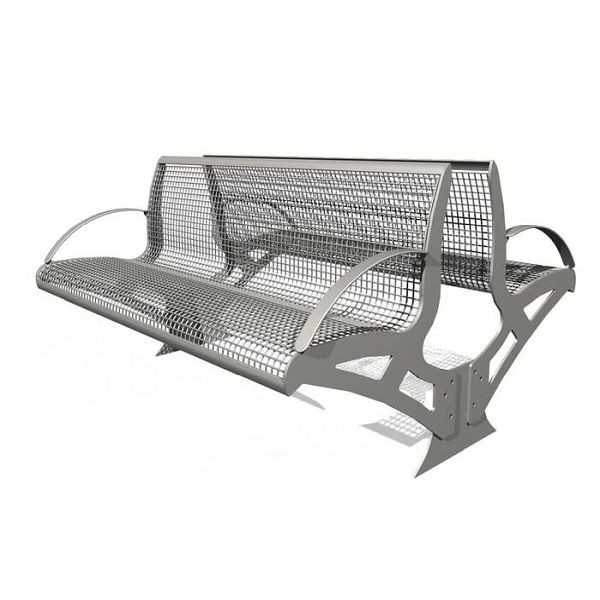 Stein HGS Sitzbank -Transform- mit Rückenlehne, zweiseitig, 3+3-Sitzer /1423x1270mm, Robinien-Holz, mit 4 Armlehnen/2 Standfüßen, RAL9010 reinweiss, 20635-12