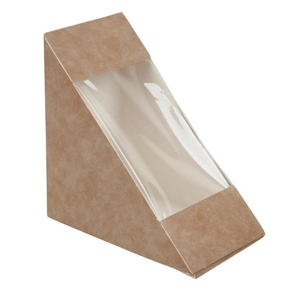 Colpac recyclebare Kraft-Sandwich-Wedges mit Frontlader und PLA-Fenster (500 Stück), DF605