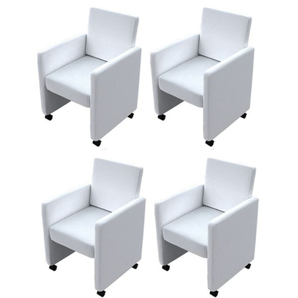 vidaXL Esszimmerstühle 4 Stück Weiß Kunstleder, Material: Polyurethan: 100%, 160185