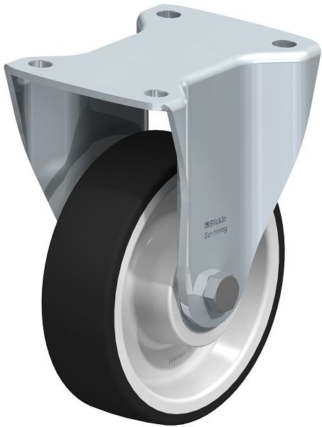 Blickle BH-POTH 150K Stahlblech-Bockrolle, Schwerlast-Ausführung, mit Anschraubplatte, Thermoplastisches Polyurethan, Grau, 72157