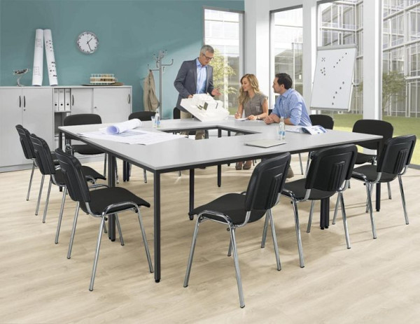 Deskin SET-ANGEBOT Besprechungstische BASE MODUL, bestehend aus 12 Stühle ISO, 4 Besprechungstische BASE MODUL, anthrazit, 360089