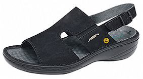 ABEBA ESD-Berufsschuhe Reflexor® Comfort Sandale schwarz ESD, OB, Ristbereich mit Gummizug, Fersenriemen feststehend, verstellbar, Velours, 36872-41