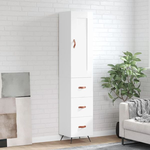 vidaXL Highboard Hochglanz-Weiß 34,5x34x180 cm Holzwerkstoff, 3200171
