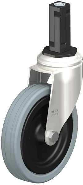 Blickle LKRXA-VPA 125G-11-EXV13 Edelstahl-Apparate-Lenkrolle mit Expander, Vollgummi, Grau, 853288