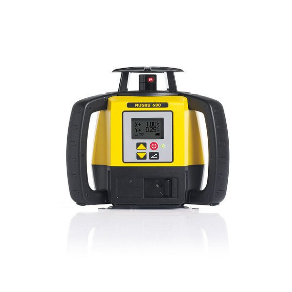 Leica Rugby 680 - Halbautomatischer Rotationslaser mit Doppelneigungsfunktion im Koffer, MTR-90R-Empfänger, Alkalibatterien, 6017704