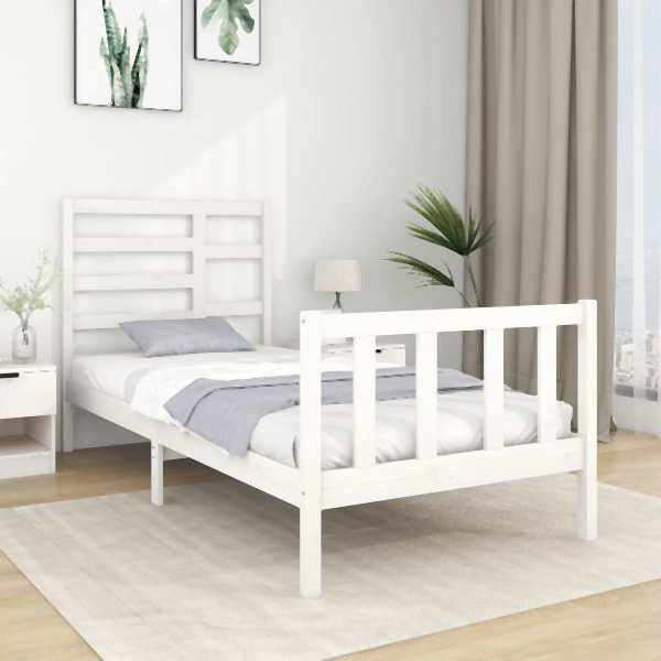 vidaXL Massivholzbett Weiß 90x190 cm, 3105891, 8720287046332
