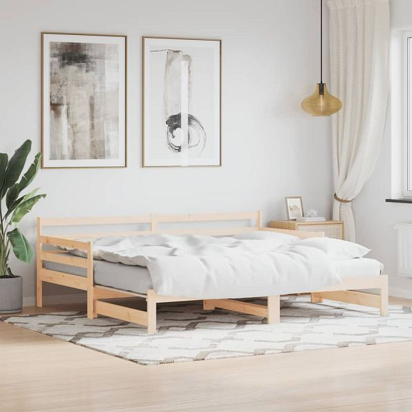 vidaXL Tagesbett Ausziehbar Weiß 80x200 cm Massivholz Kiefer, 836150