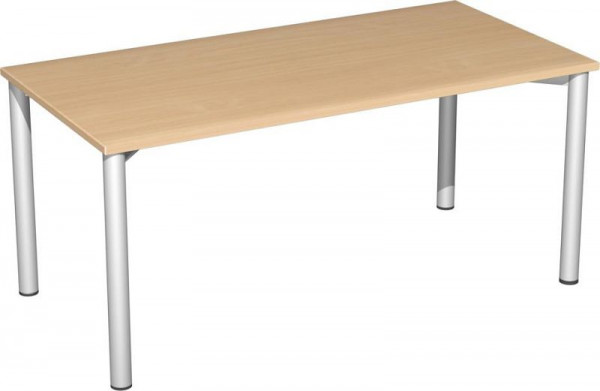 geramöbel Schreibtisch feste Höhe, 1600x800x720, Buche/Silber, S-550103-BS