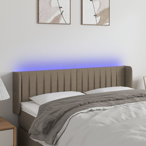 vidaXL LED Kopfteil Taupe 147x16x78/88 cm Stoff, 3123476