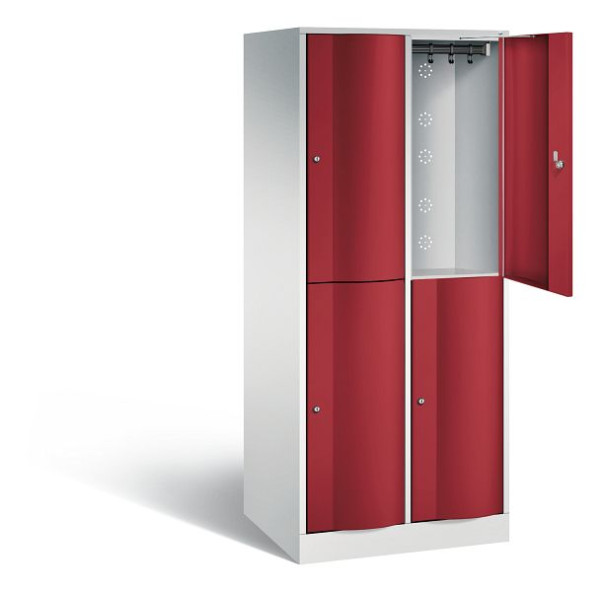 C+P Spind doppelstöckig XL Resisto, H1950xB772xT640mm, Farbe: Lichtgrau / Rubinrot, 8270-273 S10011