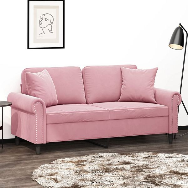 vidaXL 2-Sitzer-Sofa mit Zierkissen Rosa 140 cm Samt, 3200948