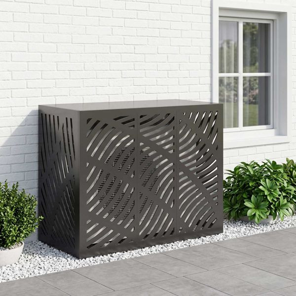 vidaXL Klimaanlagenabdeckung Schwarz 110 x 50 x 80 cm Stahl, 8014108