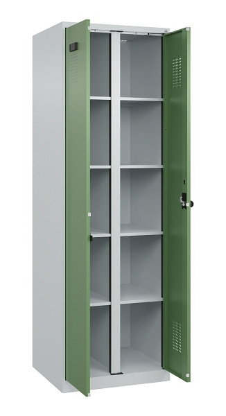 C+P Wäsche-Spind Evolo PLUS, 2 Abteile, 1850x600x500mm, 7035/6011, Verschluss Drehriegel, 049002-20B S10010