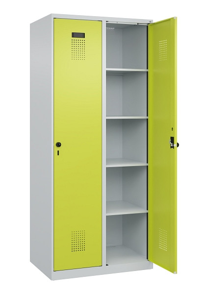 C+P Wäsche-Spind Evolo PLUS, 2 Abteile, 1850x800x500mm, 7035/0024, Verschluss Drehriegel, Ablageböden 8, 049000-22B S10015