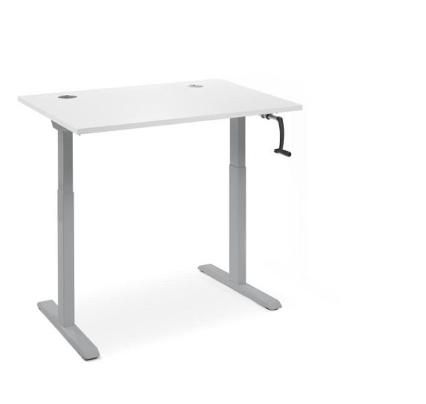 Deskin Schreibtisch manuell höhenverstellbar Flex Modul K, Dekor Weiß, Gestell Alusilber, B 1200 x T 800 x H 710-1190 mm, 360335