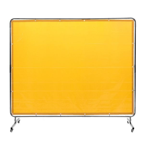 VEVOR Schweißvorhang 1,8 x 2,4m aus Flammhemmendem Vinyl mit 4 Schwenkrädern und einem 6-stufigen UV-Schutz Schweißschutz Gelb, DMSHJPF6X8YC6Z0XNV0