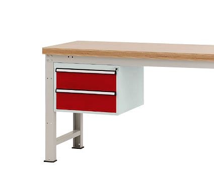 Manuflex Gehäuse-Unterbau PROFI, Nutzhöhe 300 mm mit 2 Schubfächern, für Werkbanktiefe 700 mm, Rubinrot, ZB4531.3003