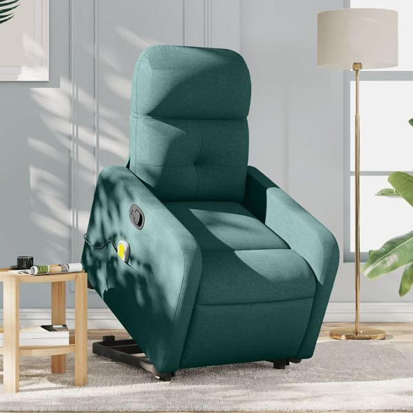 vidaXL Massagesessel mit Aufstehhilfe Dunkelgrün Stoff, 3206810