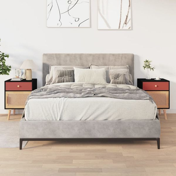 vidaXL Nachttische 2 Stück Schwarz 40x30x55 cm Holzwerkstoff, 352145