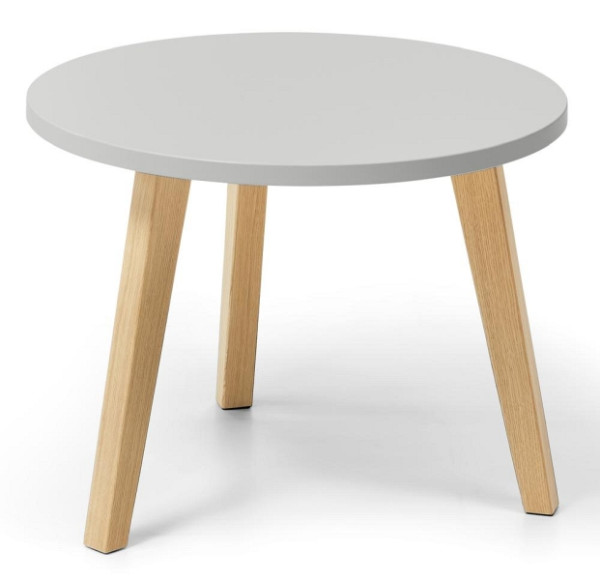 Deskin Beistelltisch OAK, Dekor lichtgrau, Beine Eiche massiv, D 650 x H 460 mm, 293268