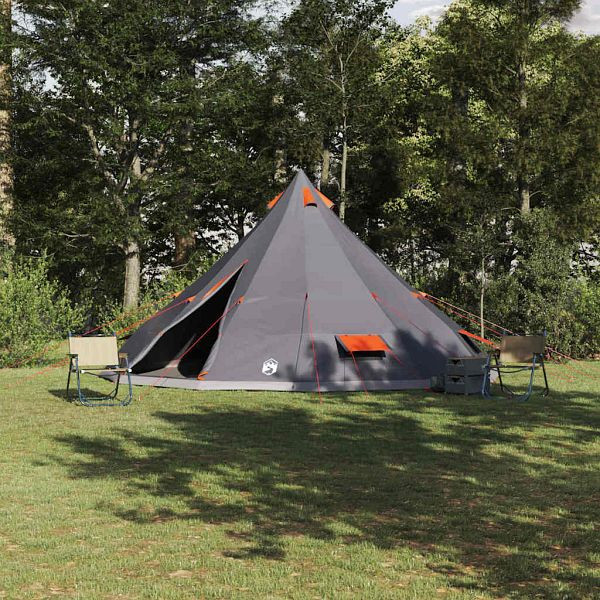 vidaXL Familien-Tipi-Zelt mit Dach Grau und Orange 560 x 560 x 300 cm, 42000983