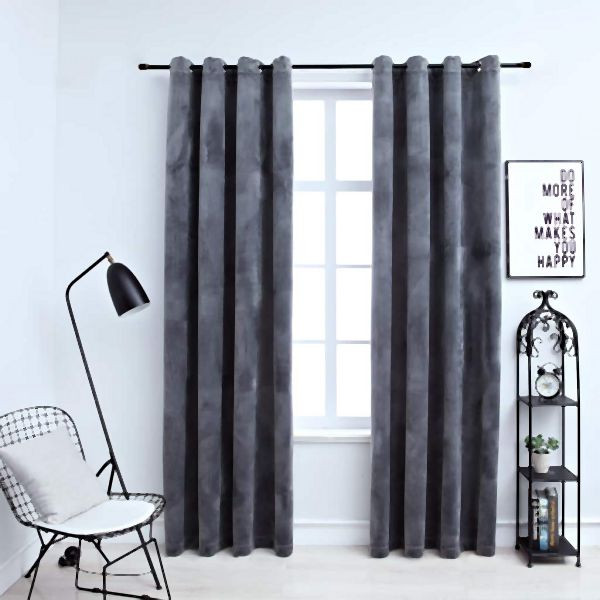 vidaXL Verdunkelungsvorhänge mit Ösen 2 Stück Samt Anthrazit 140x245 cm, 134498