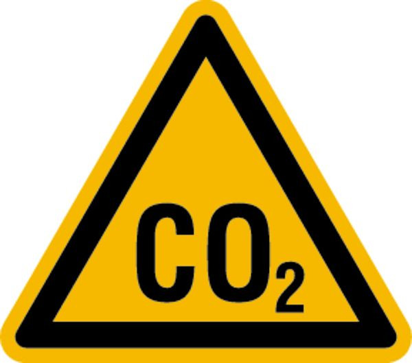 Schilder Klar Warnzeichen Warnung vor CO2, 200 mm Folie selbstklebend, 3224/62