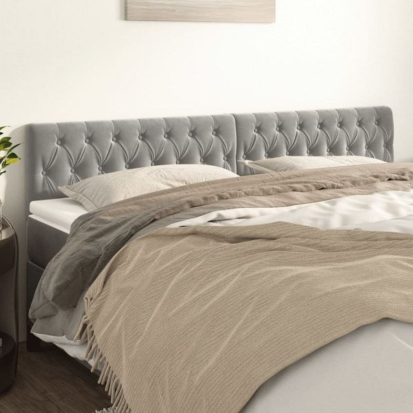 vidaXL Kopfteile 2 Stück Hellgrau 90x7x78/88 cm Samt, 346376
