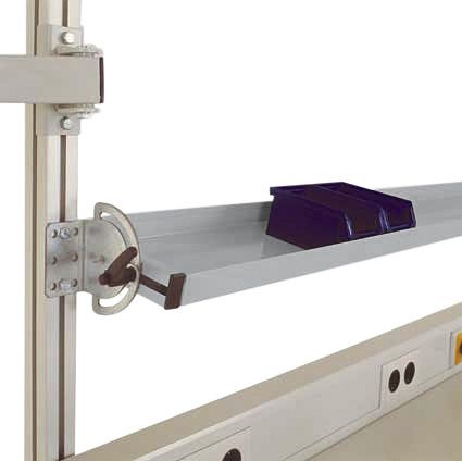 Manuflex Neigbare ESD-Ablagekonsole für CANTOLAB, Nutztiefe 195 mm, für Tischbreite 1600 mm, Alusilber, LZ8299.9006