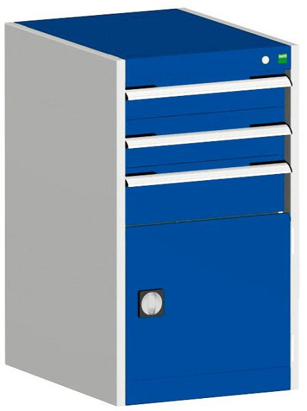 bott cubio Schubladenschrank bestückt mit 3 Schubladen, Tür BxTxH: 525 x 525 x 900 mm, RAL 7035/5010, 40010033.11V