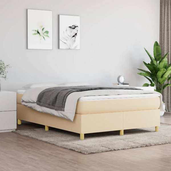 vidaXL Boxspringbett mit Matratze Creme 140x190 cm Stoff, 3144519