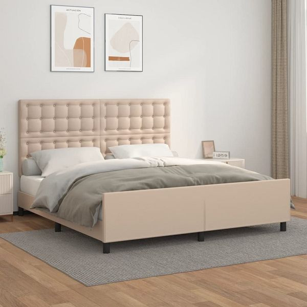 vidaXL Bettgestell mit Kopfteil Cappuccino-Braun 160x200 cm Kunstleder, 3125584