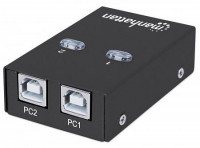 Produktbild von MANHATTAN 2-Port USB 2.0-Umschalter, 2 Ports, Umschalten per Tastaturkürzel oder per Tastendruck am Gerät, 162005 MANHATTAN 2-Port USB 2.0-Umschalter, 2 Ports, Umschalten per Tastaturkürzel oder per Tastendruck am Gerät, 162005
