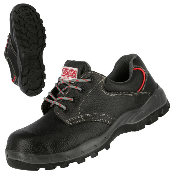 NITRAS STEP MF, S3 Sicherheitshalbschuhe, strapazierfähiges Vollleder, schwarz, widerstandsfähige PU / TPU-Laufsohle, Größe: 50, VE: 10 Paar, 7200MF-50