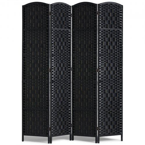 VEVOR Paravent Raumteiler 4 Paneele, handgewebt, faltbar, schwarz 1795x1630x19mm, BZPFZP4MBHS0JXZDJV0