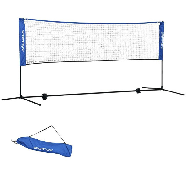 SPORTNOW Badmintonnetz, höhenverstellbar, faltbar, mit Tragetasche, 3,10m, Schwarz/Blau, A95-008V00BU