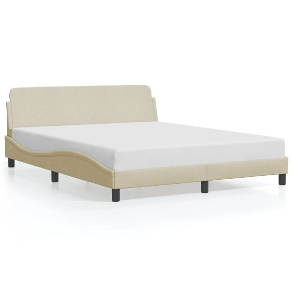 vidaXL Bettgestell mit Kopfteil Creme 160x200 cm Stoff, 373210